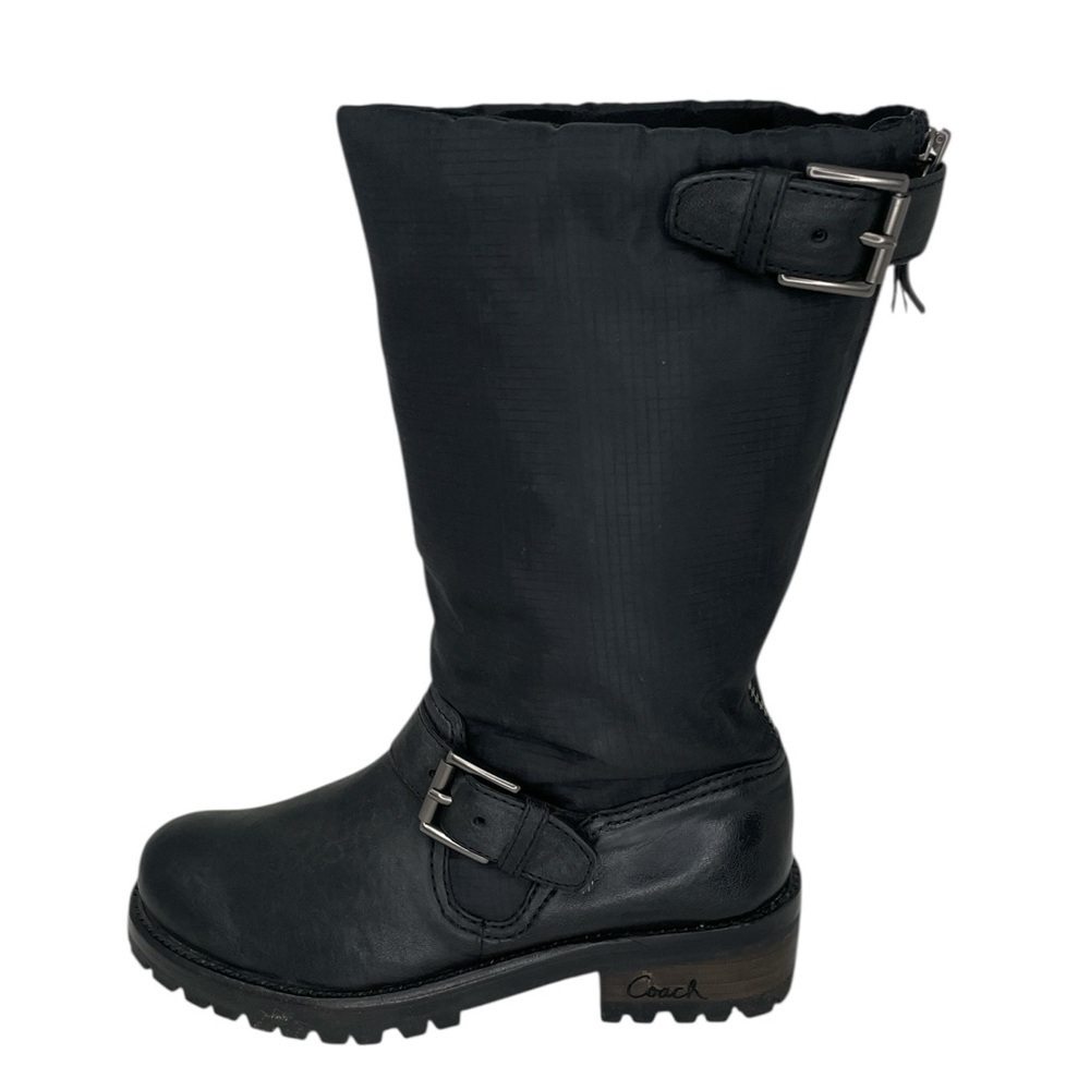 Coach Women's Black Boots Betsie Mid Calf Leather Nylon Lug Sole Size 6.5 - Picture 3 of 11